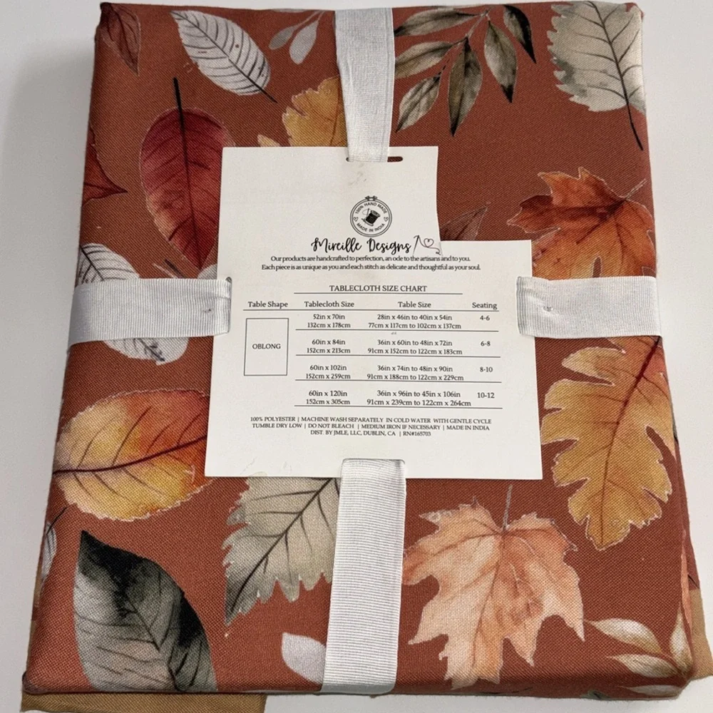 Mireille Designs Fall Leaves Tablecloth Luxury Living Autumn Leaf Tablecloth